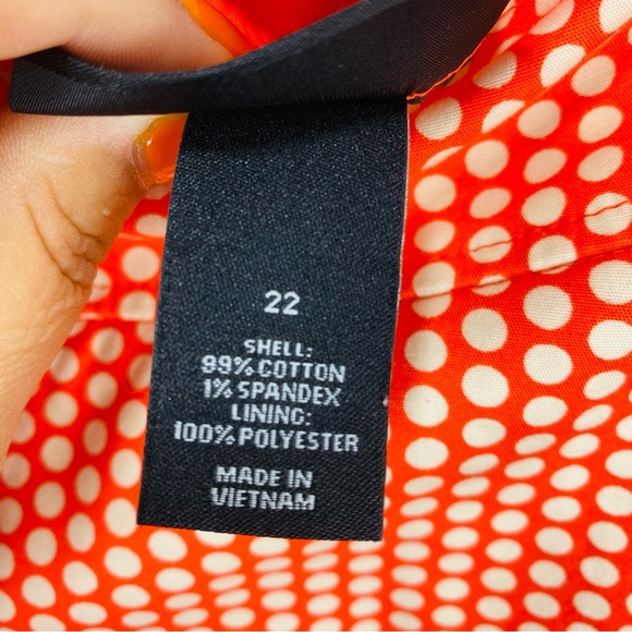 Lane Bryant ALine Skirt Womens 22 Orange Pockets Boho Zip Polka Dots Modernist - Picture 4 of 10